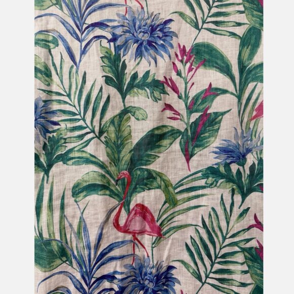 J McLaughlin 100% Linen Tropical Flamingo Print Tunic Swim Cover Dress Women's S - Picture 7 of 8